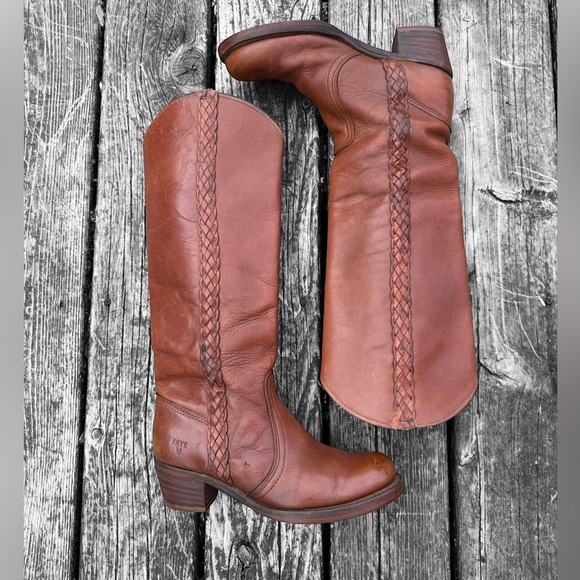 Vintage Frye Braided Sabrina Campus Boots - Picture 2 of 8